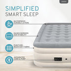 RestElevated Luxury Pillow Top Queen Size Air Mattress with Built in Pump | 20" Raised Height with Coil Beam Support | Adjustable Blow Up Air Bed | for Home, Guests and Camping [Cream with Grey Top]