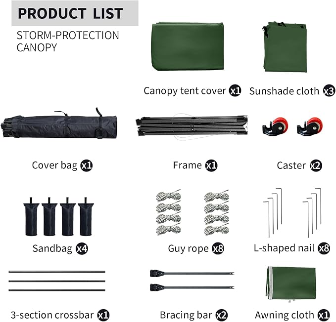Pop up Canopy Tent with Awning Easy up Canopy with Wheel Bag Heavy Duty Waterproof Canopy Commercial Gazebo Tent for Outdoors Parties Vendors