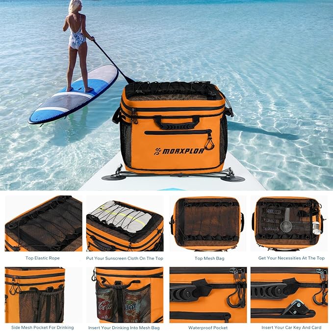 Waterproof PVC Material Paddleboard Cooler Deck Bag,40 cans Sup Deck Cooler Bag,Cooler Bag for Paddleboard,Lunch Box Cooler Insulated Bag,Camping Cooler Bag,Kayak Cooler Bag