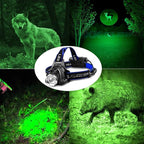 Green LED Headlamp Rechargeable Motion Sensor Super Bright Hunting Headlamps Waterproof Headlamp Flashlight Zoomable 3 Modes Headlight for Hunting Fishing Running