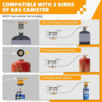 9900W Windproof Camping Gas Stove, Portable Camping Stove with Piezo Ignition, 1LB Propane Tank Adapter, Butane Adapter for Outdoor Cooking, Picnic, Camping and Hiking