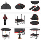 SUPER DEAL Portable Folding Picnic Camping Table with Storage Bag and 4 Cupholders, 2-Tiers Round Outdoor Camping Beach Table, Black