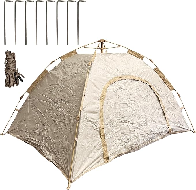 WiseLife Tent with Ropes, Compact Setup for Backpacking Outdoor Activities, Forest Campsites and Beach Camping Outdoors, Beige