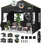 COBIZI 10x10 Pop Up Canopy Tent with 4 Removable Sidewalls, One Push Party Tent Outdoor Waterproof Event Canopy with Air Vent for Parties Commercial Wedding, 3 Height, Carry Bag, Sandbag, Black