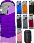 Single Sleeping Bag for Adults Kids 3-Season, Lightweight Waterproof Ripstop, Dual Zipper Bottom Vent, Compression Sack, Portable Camping Hiking Backpacking Gear