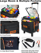 Soft Cooler with Wheels, 60-Can Wheeled Cooler with Handle, Leak Proof Rolling Cooler Insulated Bag with All-Terrain Cart, Collapsible Rolling Ice Chest for Beach Picnic Camping Grocery