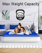 Queen Air Mattress with Built in Pump Luxurious Comfort Raised Inflatable Mattress Queen Airbed Blow Up Mattress for Home and Guests Air Bed 2 Mins Fast Inflate/Deflate 660 lbs Max