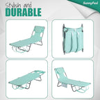 SUNNYFEEL Beach Lounge Chair, Backpack Reclining Beach Chairs Lay Flat, Sun Face Down Tanning Chair, Folding Camping Chairs Portable Camp Cot with Backpack Straps for Outdoor/Picnic/Lawn