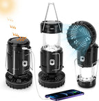 2026 Upgrade Solar Portable Lantern Rechargeable Fan - Collapsible Lightweight LED Camping Lantern for Power Outages Flashlight Survival Kits for Outdoor Tent Emergency Essentials Cool Gifts for Men