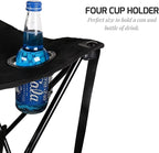 OVENTE Collapsible Folding Camping Table with Insulated Cooler, 4 Cup Holders, Food Basket and Travel Bag, Portable Tailgating Table for Fishing, Outdoor Barbecue or Beach Parties, Black POTC0014B