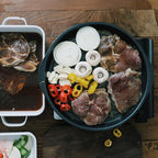 TECHEF - Stovetop Korean BBQ Non-Stick Grill Pan with Agni Portable Gas Stove Burner, Made in Korea (Grill Pan w Stove)