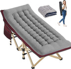Folding Camping Cot for Sleeping, Portable Cots for Adults, Heavy Duty Cot Bed 550LBS(Max Load), Extra Wider Cots with Large Pocket for Outdoor, Office, Beach