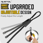 Bungee Cords, Adjustable Bungee Cord with Carabiner Hooks Heavy Duty Outdoor 48 inch Long, Adjust Length Black Elastic Ropes Tie Downs Cable with Clips On Both Ends for Trucks Bike Rack Tarps, 6 Pack
