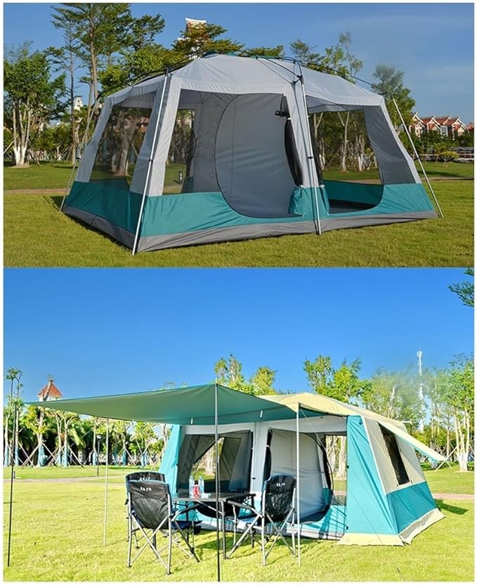 8 Person Tent, Family Cabin Tents, Outdoor Shelter Camping Hub Tent, Doors and 3 Windows with Mesh,Waterproof,Double Layer Camping Tent for The Garden (Size : A)