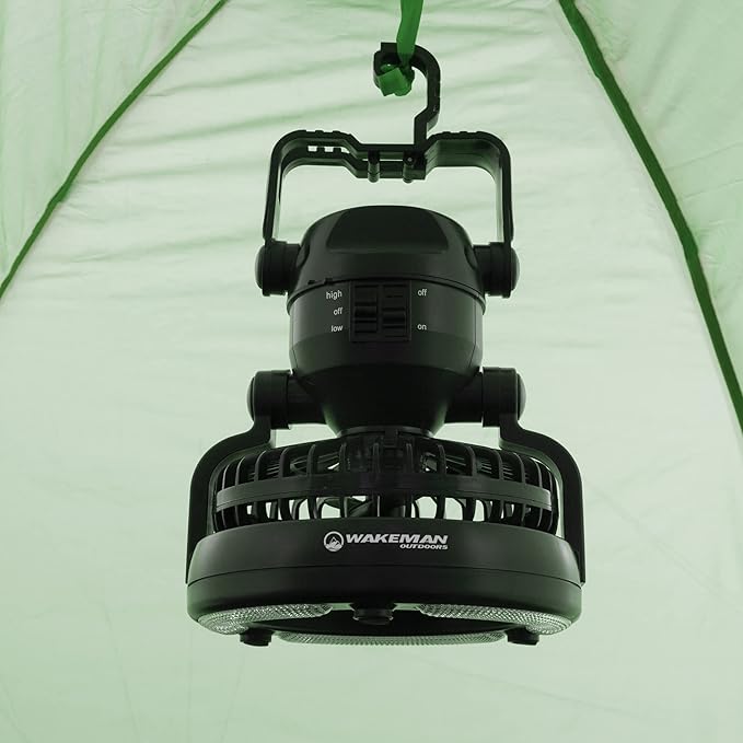 Wakeman Tents 2-Person Tent with Removable Rain Fly and Carry Bag - Comes with Camping Lantern with Fan - Weather-Resistant Camping Accessories by Wakeman