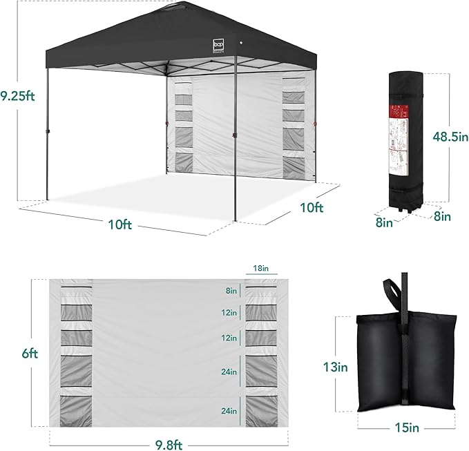 Best Choice Products 10x10ft Pop Up Canopy Tent with Sidewall, 1 Person 1 Minute Set Up, Carry Case, 4 Weight Bags - Gray
