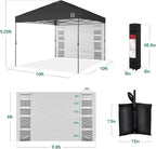 Best Choice Products 10x10ft Pop Up Canopy Tent with Sidewall, 1 Person 1 Minute Set Up, Carry Case, 4 Weight Bags - Gray