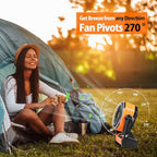 20000mAh Battery Powered Camping Fan, 58Hrs Rechargeable Portable Fan, 400LM Light, 360° Hook, Whisper Quiet Battery Operated Fan for Outdoor Car Travel Hurricane Camping Gear Essentials Power Outages