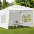 COBIZI 10x10 Pop up Canopy, Canopy Tent 10x10 Gazebos, Ez up for Parties Beach Camping Party Event Shelter Sun Shade with 4 Sidewalls & Carry Bag 4 Stakes & Ropes & Sandbags, White