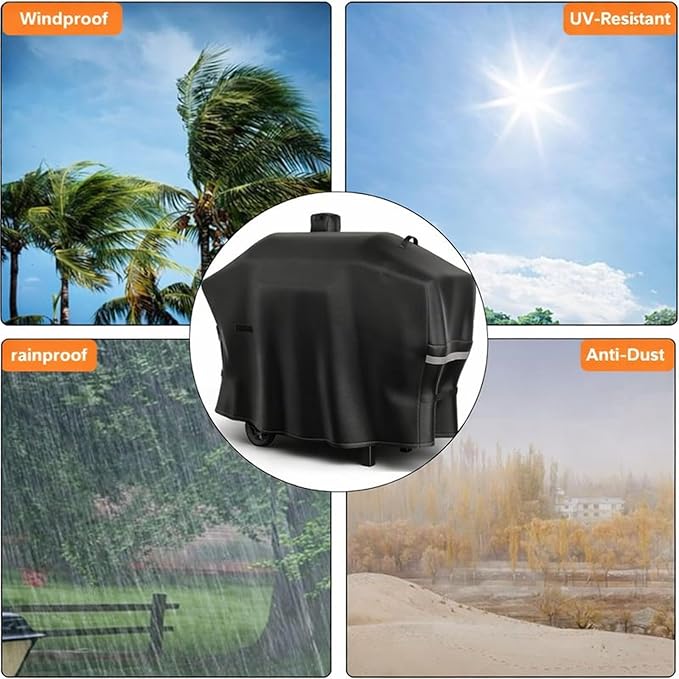 Grill Cover for Camp Chef 24 Pellet Grills, SmokePro DLX, Woodwind 24, DLX 24, SmokePro 24, PG24MZG, PG24SG, PG24, PG24LS, PG24S, PG24SE, Waterproof 600D Anti-Fade Full Length Smoker Cover