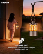Aluminum Camping Lantern, Rechargeable Ambient Lantern with Paracord Handle & Smooth Dimming, Portable Warm Light for Indoor/Outdoor, Bedroom, Hiking and Emergency, 4'' x 2.4''