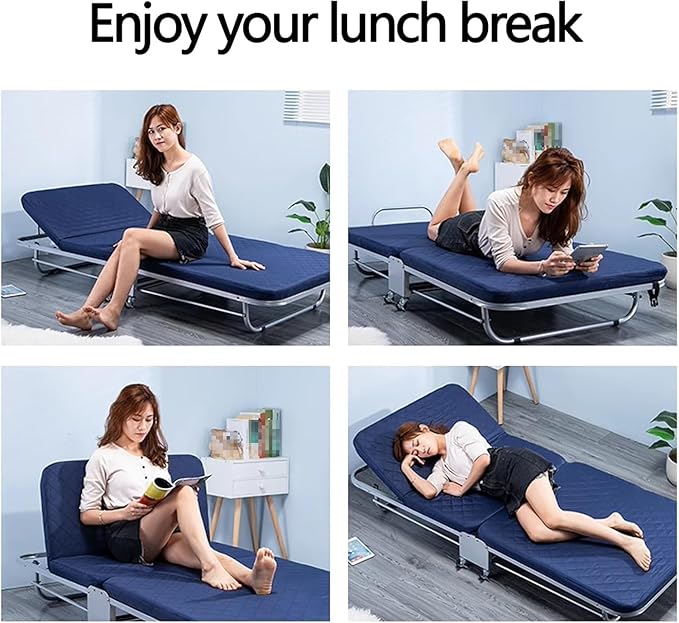 Folding Camping Bed 4 Position Adjustable Backrest Camping Cot with Mattress Sleeping Cots for Adults Load 400lb Folding Cot