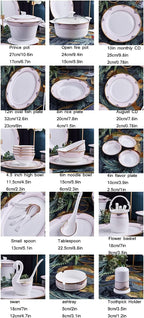 Dinner Plate Stylish Dinner Set for Restaurant and Home, Ceramic Tableware Set, European Style 60-Piece Set, Exquisite Kitchen Plate and Bowl Set/60 Pieces of Open Hot Pot ( 60 Pieces of Prince Pot)