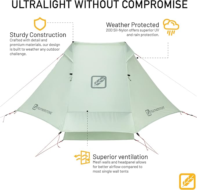 Featherstone Backbone 1 Person Ultralight Tent for Backpacking & El Cordion Closed Cell Foam Sleeping Pad Bundle