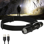Headlamp, USB C Rechargeable Battery Powered Head Lamp LED Flashlight with Clip Magnetic Base, 1000 Lumens Zoomable Aluminum Headlamp IPX4 Waterproof for Hard Hat Working Running Hiking