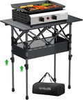 GARLLEN Folding Camping Table, 2-Height Adjustable Portable Picnic Table with Roll-up Tabletop, Lightweight Aluminum Outdoor Table with Storage Net & Carrying Bag for Camping, Picnic, BBQ