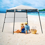 Fireflowery 7’ x 7’ Pop Up Canopy Tent, Portable Shelter Canopy w/Backpack, Outdoor Instant Canopy Tent, Lightweight & Compact for Hiking, Fishing, Camping, Picnic (7'x7' Base, 6'x6' top)