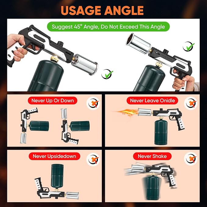 Saker Propane Torch Gun, Adjustable Flame Blow Torch with Safety Lock for BBQ, Grill, Campfire, Searing Steak, Cooking, Charcoal Lighter, DIY, Camping Torch Gift Idea (Propane Tank Not Included)