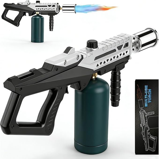 Powerful Propane Torch Gun, Flamethrower With Adjustable Flame, Blow Torch for Campfire, Fire Pit Starter, Fun Gift (Propane Tank Not Included)