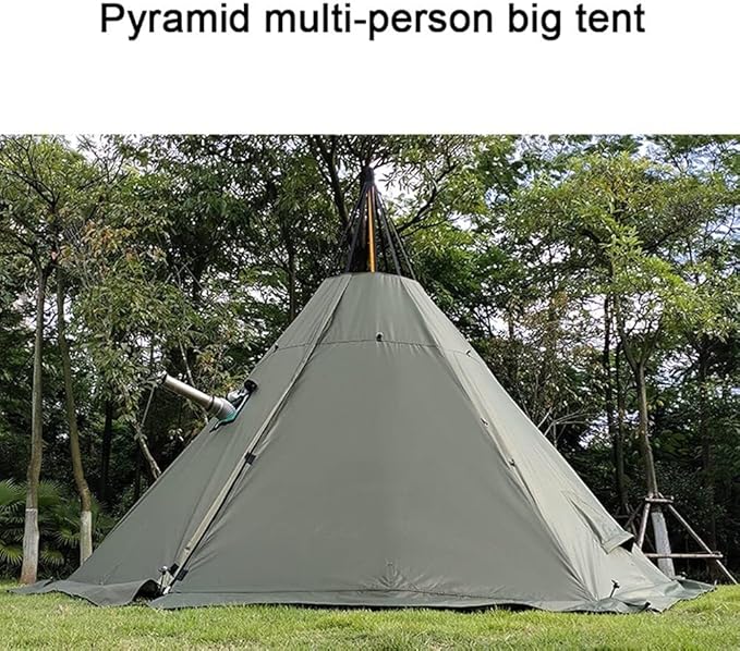 Tipi Hot Tent with Stove Hole, Waterproof Family Pyramid Tent for Camping, Backpacking, Hiking, and Mountaineering – Heated Shelter (Multiple Sizes)