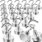 20Pack Magnetic Hooks, 35lb+ Strong Magnetic Hooks Heavy Duty Rare Earth Neodymium Magnets with Hooks for Hanging, Heavy Duty Hooks Magnetic for Cruise Cabins Camping Kitchen Fridge Classroom Office