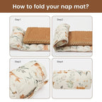 PHF Toddler Nap Mat with Removable Pillow and Minky Fleece Blanket, Rollup Design Warm Slumber Bags for Boys Girls, 52"x20"x2" Kids Sleeping Bag for Daycare Preschool Travel Camping, Woodland & Animal