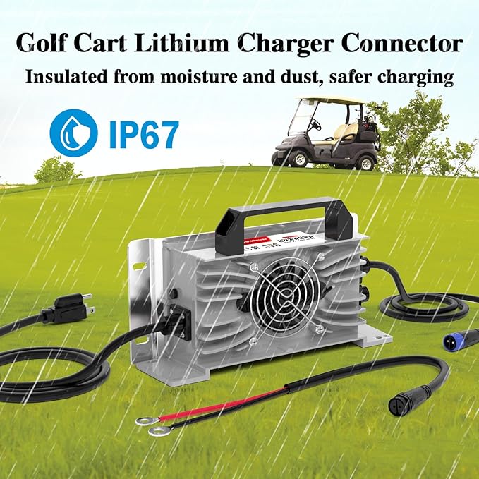48V 135Ah Golf Cart LiFePO4 Battery with Charger and Monitor, 6912Wh Lithium Battery with 200A BMS, Up to 10000+ Rechargeable Cycles, Perfect for Golf Cart, Solar Power Storage (48V*135Ah)