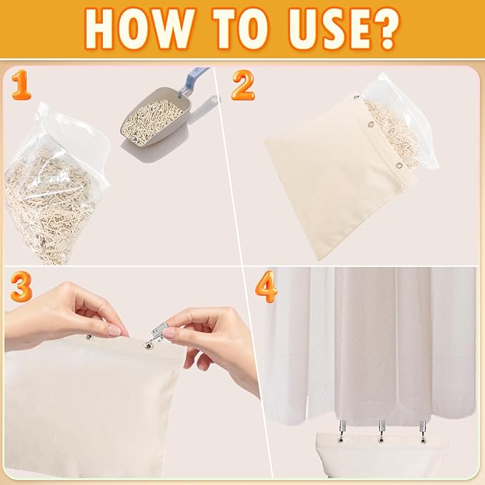 10 Set Outdoor Curtain Weights Upgraded 30 oz High Weighted Sand Bags with 30 Metal Clips for Gazebo Patio Tent Tablecloth 7.5"*8.7"