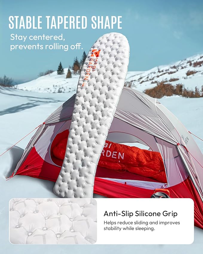 Mobi Garden Gennye Pro Ultralight Mummy Sleeping Pad, R-Value 8.8 Cold Weather Backpacking Mat, Compact Inflatable Air Mattress with Thermal Reflective Tech for Winter Alpinism, Noise Reduction Design