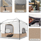 KAMPKEEPER Camping Inner Tent for Pop Up Canopy, Converts 10'x10' Straight Leg Canopy into Camping Tent–Fully Vented Roof(Top & Frame NOT Included), Khaki