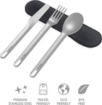 Bentgo Stainless Travel Utensil Set - Reusable 3-Piece Silverware Set with Carrying Case, High-Grade Premium Steel, BPA-Free Case, Eco-Friendly - Ideal for Travel, Camping, and Office Use (Carbon)