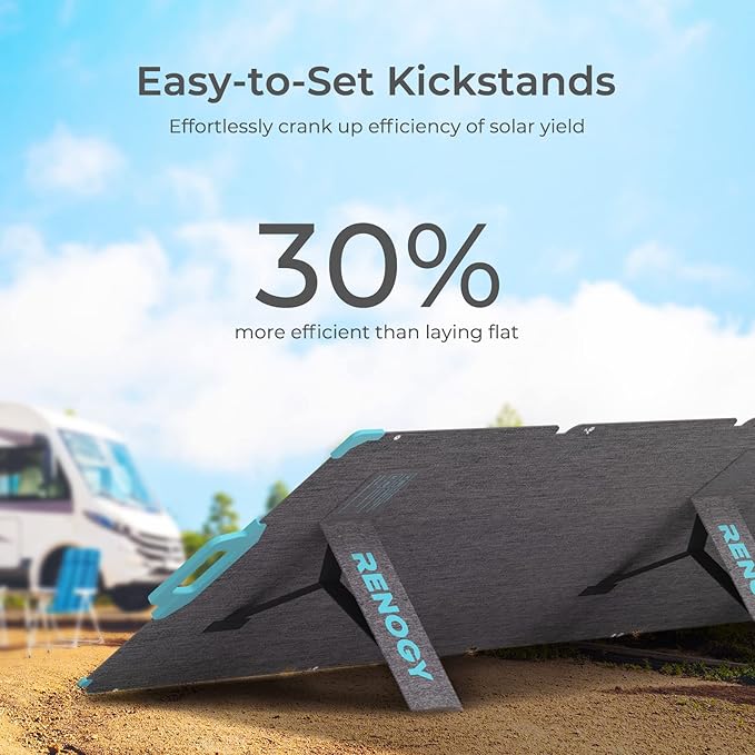 Renogy 220 watt Portable Solar Panel for Power Station, 12v Foldable Solar Panel for Camping RV of 22% Efficiency Mono Solar Module, with IP67 etfe Lamination, Adjustable Kickstand for Off Grid