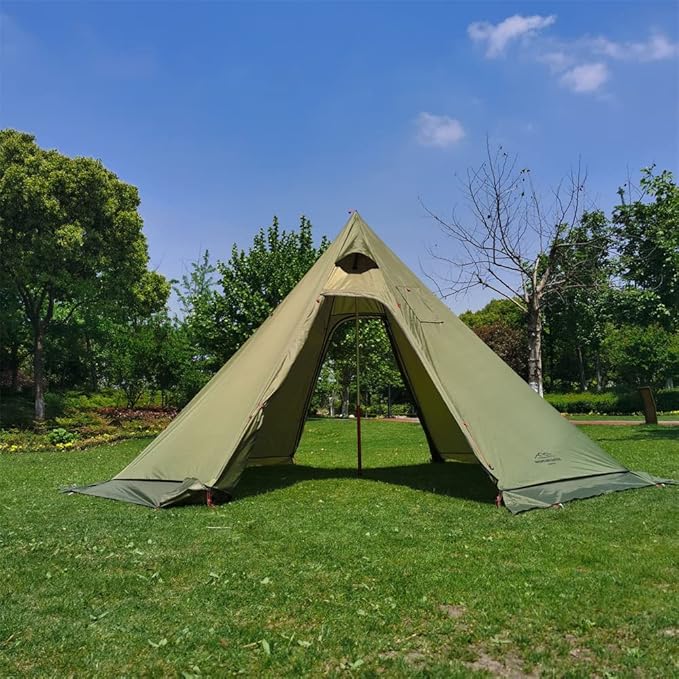 10.5' x 5.2' Camping Tent with Stove Jack Outdoor Teepee Tent for Family Camping Backpacking Hiking,Teepee Tent