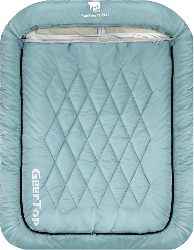 GEERTOP Double Camping Sleeping Bag with Blanket Queen Size Two Person Sleeping Bag for Adults Couples or Family Outdoor Backpacking Travel