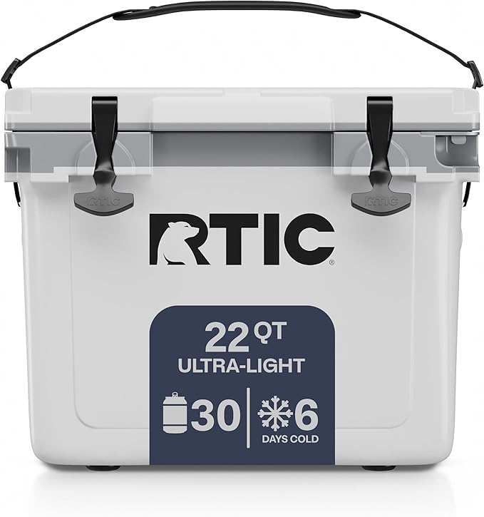RTIC Ultra-Light 22 Quart Hard Cooler Insulated Portable Ice Chest Box for Drink, Beverage, Beach, Camping, Picnic, Fishing, Boat, Barbecue, 30% Lighter Than Rotomolded Coolers