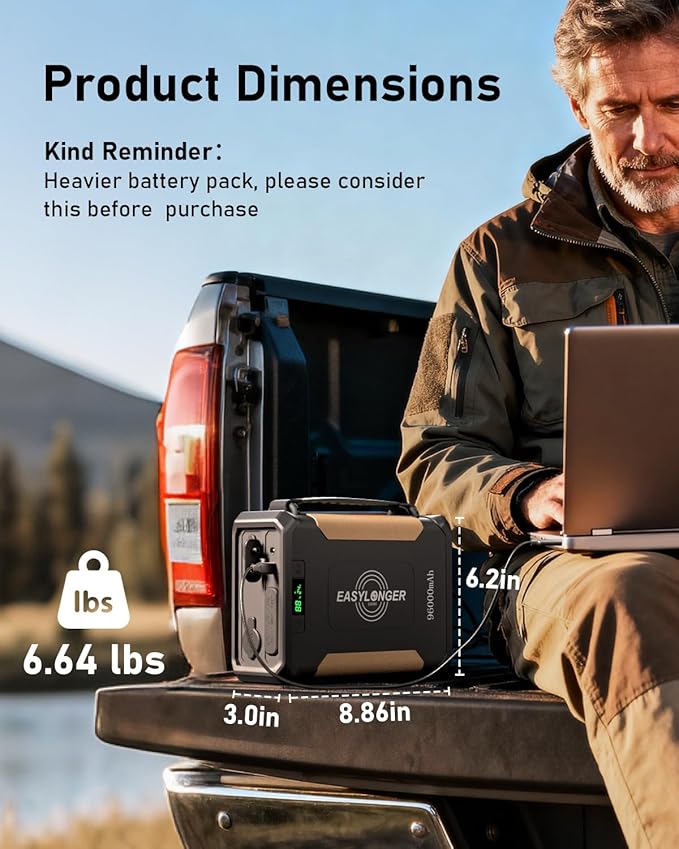 EASYLONGER CPAP Battery Backup ES960 PRO, 297.6Wh CPAP Battery Backup Power Supply for AirSense 11, AirCurve 11, AirMini, DreamStation 2, Luna TravelPAP. CPAP Power for Camping, Emergency, Outdoor