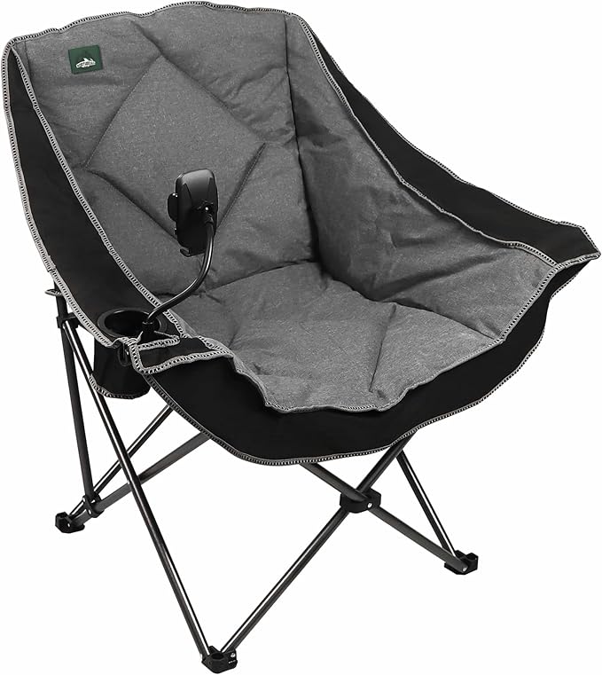Northroad Oversized Foldable Camping Chair, Outdoor Padded Lawn Chair w/Cup Holder,Carry Bag for Beach, Hiking, and Picnics,Heavy-Duty 300-lbs Capacity, Purple