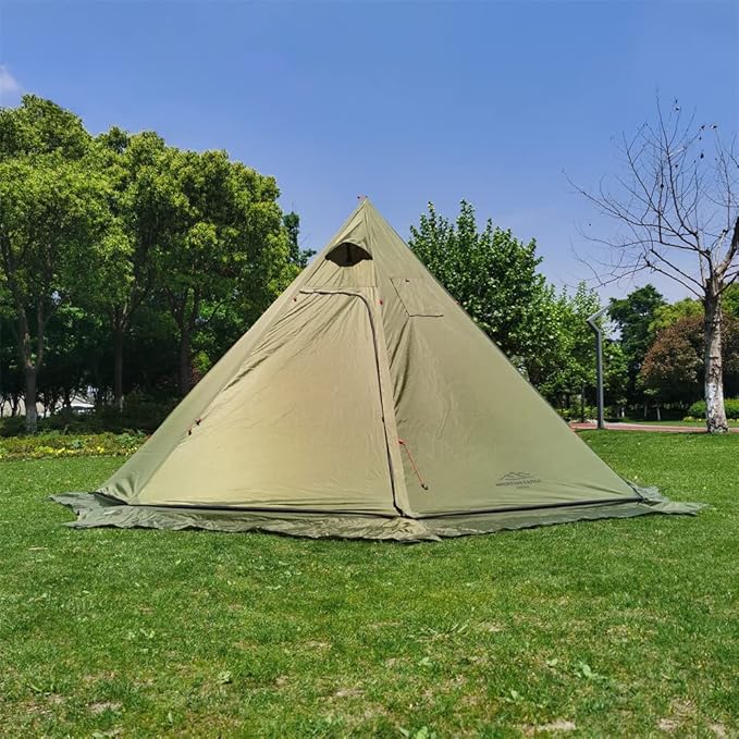 10.5' x 5.2' Camping Tent with Stove Jack Outdoor Teepee Tent for Family Camping Backpacking Hiking,Teepee Tent