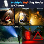 LED Camping Lantern, 10000mAh Camping Lights Rechargeable, High Lumens, LCD Digital Display, 12 Light Modes, Waterproof Tent Lights, Waterproof Box, Portable Flashlight for Power Outages, Emergency