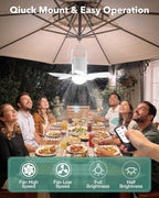 Ceiling Fan Light, Portable Battery Gazebo Fan with Remote Control & Fast Charging Cable, Rechargeable Wireless Camping Fan Outside, for Outoor Tent Porch Canopy Pergola RV Travel
